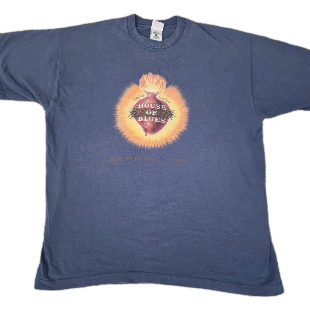 Vintage 90s House of Blues T Shirt Sacred Heart Meets Soul Single Stitch Size XL